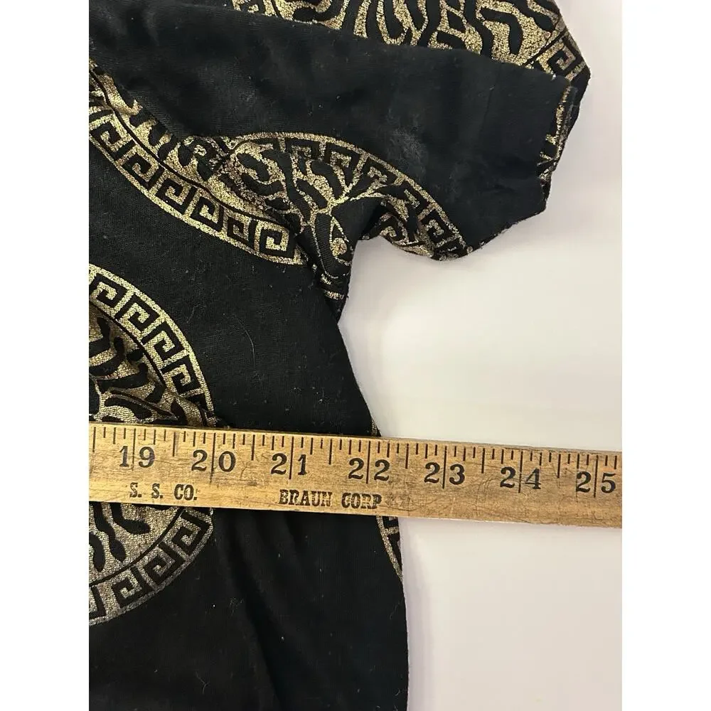Festival Concert shirt Short Sleeve Metallic Gold Medusa Design Snake charmer